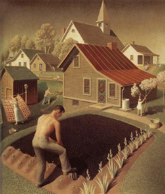 Grant Wood Town Spring Germany oil painting art